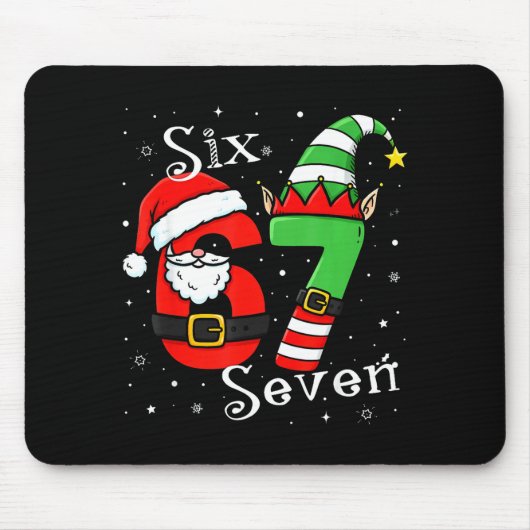 Grappige Zes Zeven 6 7 Meme Kerstman Elf Nummer Muismat (Voorkant)