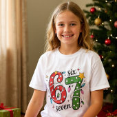 Grappige Zes Zeven 6 7 Meme Kerstverlichting Kinde T-shirt
