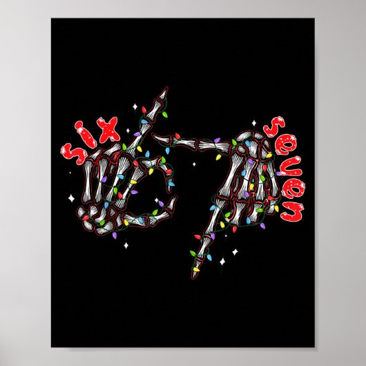 Grappige Zes Zeven 6 7 Meme Koppel Kerst Hand Skel Poster (Voorkant)
