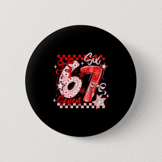 Grappige Zes Zeven 6 7 Meme Mannen Vrouwen Kindere Ronde Button 5,7 Cm (Voorkant)