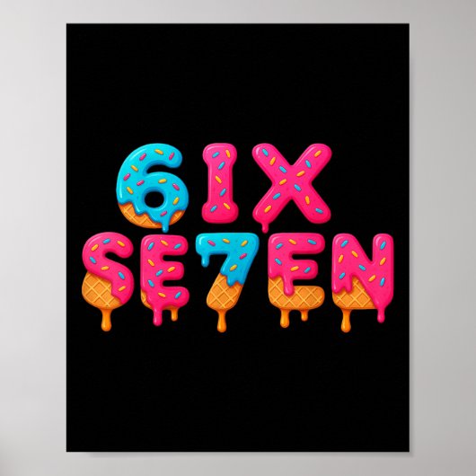 Grappige zes zeven 6 7 Meme ontwerp  Poster (Voorkant)
