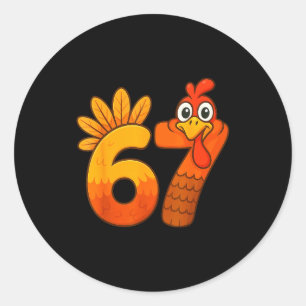 Grappige zes zeven 6 7 meme thanksgiving kinderen ronde sticker