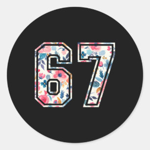 Grappige Zes Zeven Bloemig 67 Meme Gen Alpha Slang Ronde Sticker