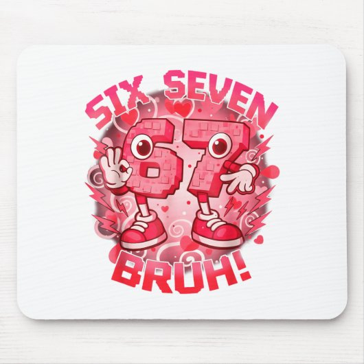Grappige Zes Zeven Bruh 67 Brainrot Meme Valentijn Muismat (Voorkant)