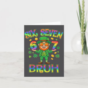 Grappige Zes Zeven Bruh Leprechaun St Patricks Dag Kaart