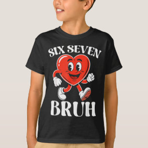 Grappige Zes Zeven Bruh Retro Hart 67 Meme Cartoon T-shirt