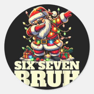 Grappige zes zeven kerst 6-7 meme kerstman 6 7 zes ronde sticker