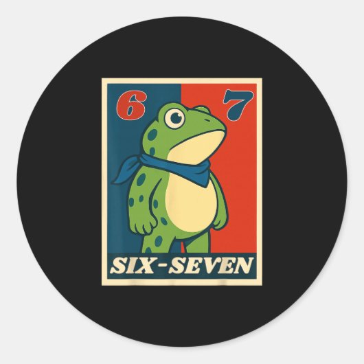 Grappige zes zeven kikker 6 7 meme Gen Alpha straa Ronde Sticker (Voorkant)