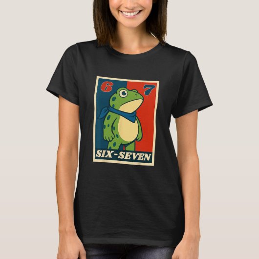 Grappige zes zeven kikker 6 7 meme Gen Alpha straa T-shirt (Voorkant)