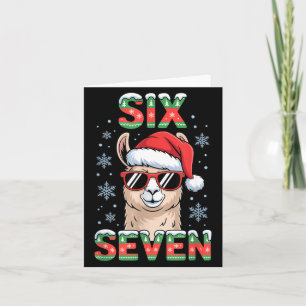 Grappige zes zeven lama kerstmis 67 kerstman hoed kaart