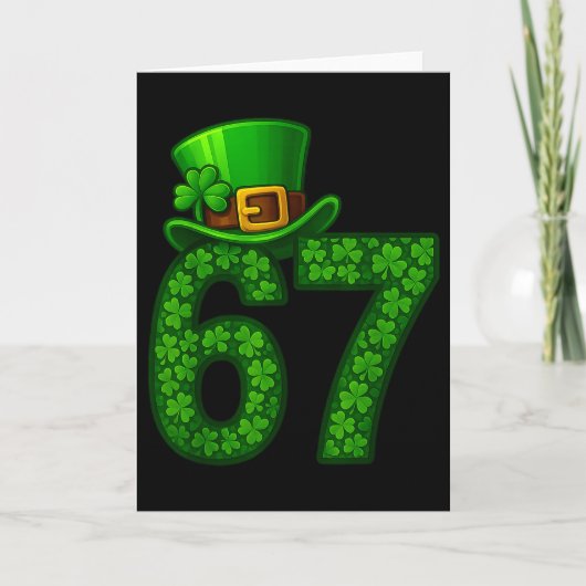 Grappige Zes Zeven Meme 67 St. Patrick's Dag Shamr Kaart (Voorkant)