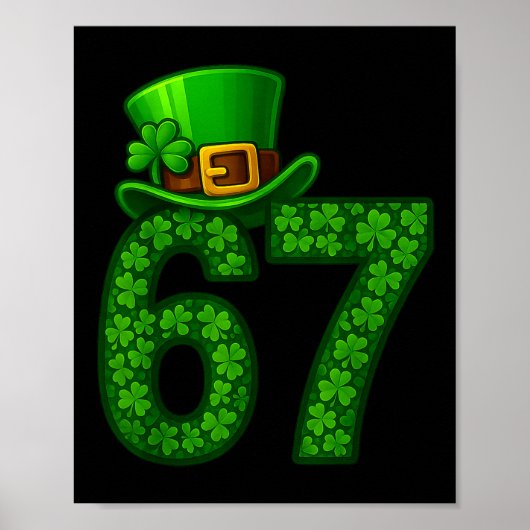 Grappige Zes Zeven Meme 67 St Patricks Day Shamroc Poster (Voorkant)