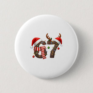 Grappige Zes Zeven Meme 6-7 Kerstmis 67 Kerstverli Ronde Button 5,7 Cm