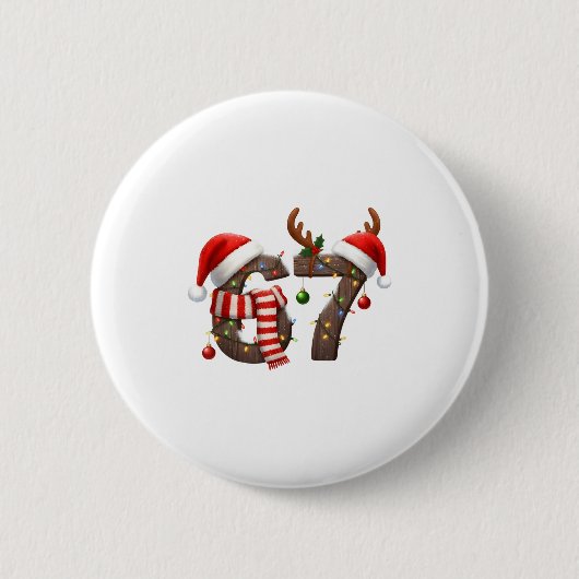 Grappige Zes Zeven Meme 6-7 Kerstmis 67 Kerstverli Ronde Button 5,7 Cm (Voorkant)