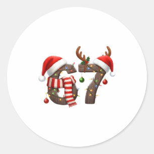 Grappige Zes Zeven Meme 6-7 Kerstmis 67 Kerstverli Ronde Sticker