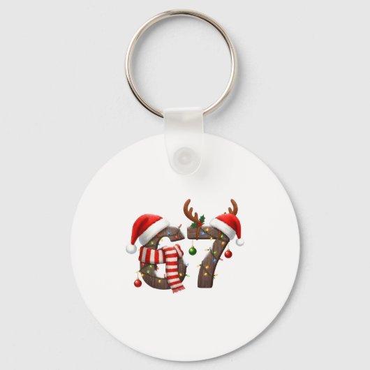 Grappige Zes Zeven Meme 6-7 Kerstmis 67 Kerstverli Sleutelhanger (Voorkant)