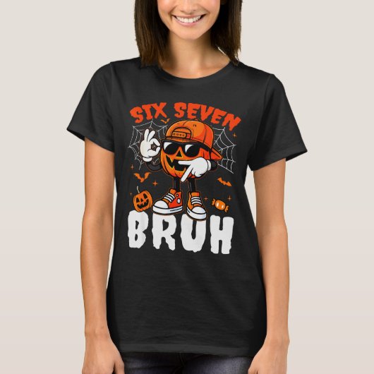 Grappige Zes Zeven Meme Brainrot Pompoen Kinderen T-shirt (Voorkant)