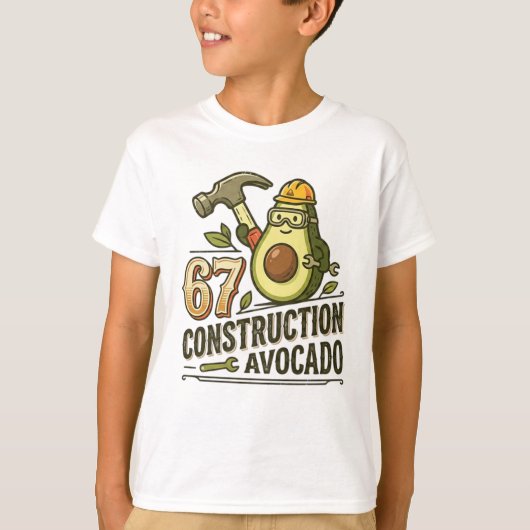 Grappige Zes Zeven Meme Constructie Avocado T-shirt (Voorkant)
