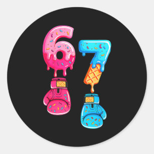Grappige Zes Zeven Meme Ijs Drip 67 Boksen Ronde Sticker