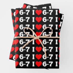Grappige Zes Zeven Meme “Ik hou van 6-7” Patroon Inpakpapier Vel