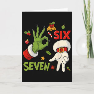 Grappige zes zeven meme kerst santa spreuk knuffel kaart