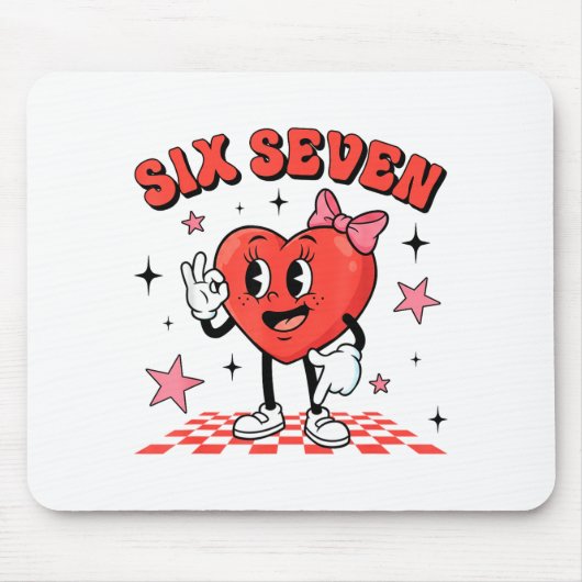 Grappige Zes Zeven Schattig Hart 67 Meme Valentijn Muismat (Voorkant)