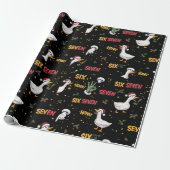 Grappige Zes Zeven Toeter Gans Kerstmis zwart Meme Cadeaupapier (Uitgerold)
