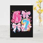 Grappige Zes Zeven Valentijn Coquette Strik Preppy Kaart (Gele Bloem)