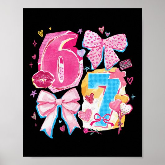 Grappige Zes Zeven Valentijn Coquette Strik Preppy Poster (Voorkant)
