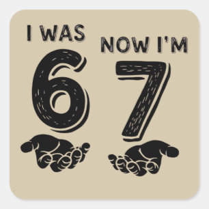 Grappige zes zeven verjaardag meme 6 7 jaar oud ve vierkante sticker
