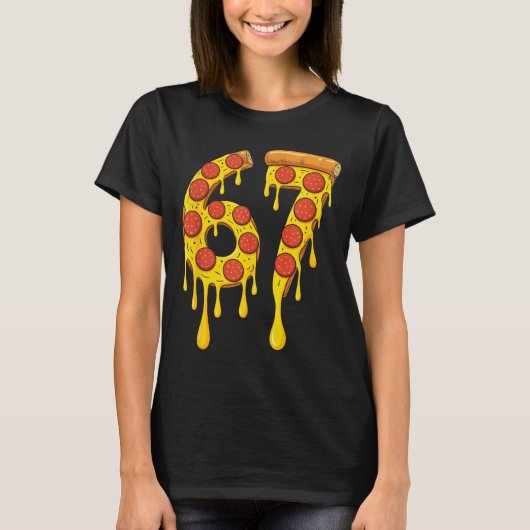 Grappige Zes Zeven Zza 67 Nummer T-shirt (Voorkant)