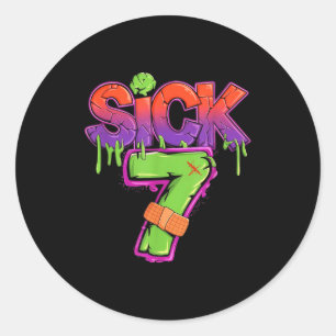 Grappige Zieke Zeven 67 Grappige Meme Ziek Van 7  Ronde Sticker