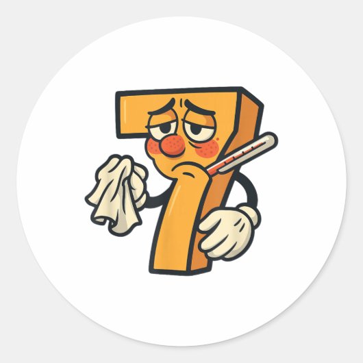 Grappige Zieke Zeven Kostuum 7_1  Ronde Sticker (Voorkant)