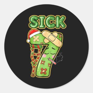 Grappige Zieke Zeven Meme 67 Zes Zeven Kerstman Ho Ronde Sticker