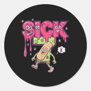 Grappige Zieke Zeven Meme T-shirt Zes Zeven Leuke  Ronde Sticker