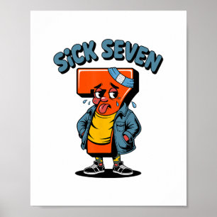 Grappige Zieke Zeven Meme Zes Zeven Woordspeling H Poster