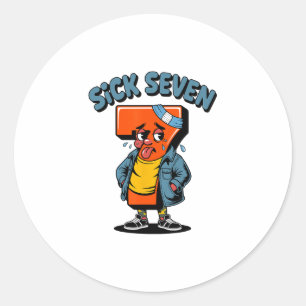 Grappige Zieke Zeven Meme Zes Zeven Woordspeling H Ronde Sticker
