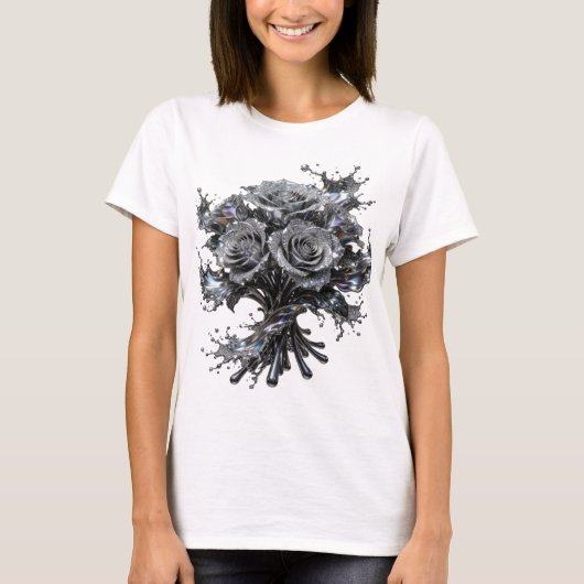 Grappige Zilveren ABSTRACTE KUNST Maatwerk T-shirt (Voorkant)