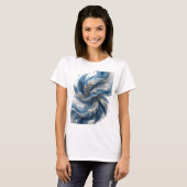 Grappige Zilveren BLUE FEATHERS Slogan Design T-shirt (Voorkant volledig)