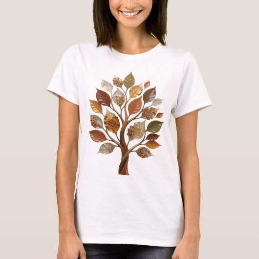 Grappige Zilveren HERFSTBLADEREN BOOM Statement T- T-shirt (Voorkant)