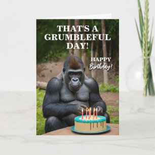 Grappige zilveren rug gorilla viert verjaardag kaart