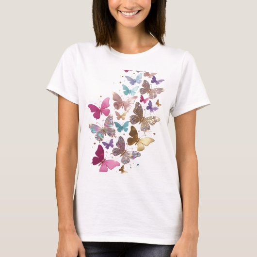 Grappige Zilveren VLINDERS Slogan T-shirt (Voorkant)