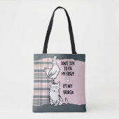 Grappige zin Kat en Kip Roze Plaid Tote Bag (Voorkant)