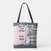 Grappige zin Kat en Kip Roze Plaid Tote Bag (Achterkant)