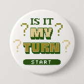 Grappige zin Retro Pixel Green Board Gamer Ronde Button 7,6 Cm (Voorkant)