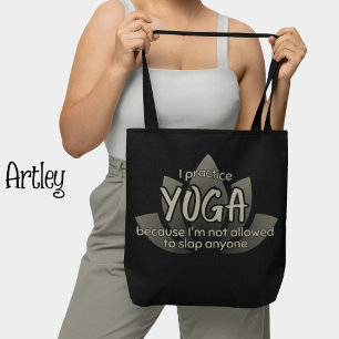 Grappige zin zwart Lotus bloem yoga Tote Bag