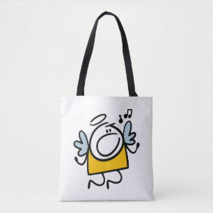 Grappige zingende engel tote bag