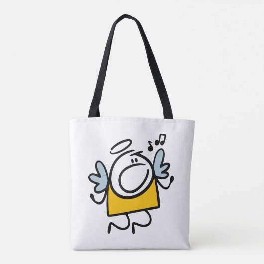 Grappige zingende engel tote bag (Achterkant)