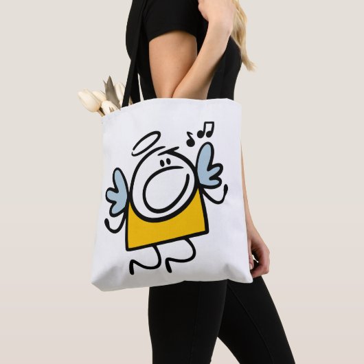 Grappige zingende engel tote bag (Dichtbij)