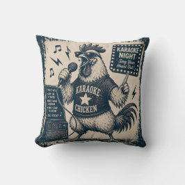 Grappige zingende haan vintage muziekillustratie kussen